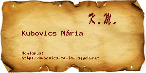 Kubovics Mária névjegykártya