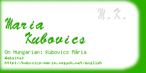 maria kubovics business card